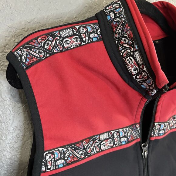 Copper River Fleece Women’s Medium Vest Black and Red Totem Trim KODIAK - Picture 3 of 9
